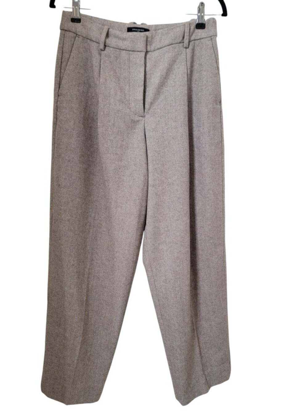 Banana Republic Size 4P High Rise Straight Herringbone Wool Blend Trousers